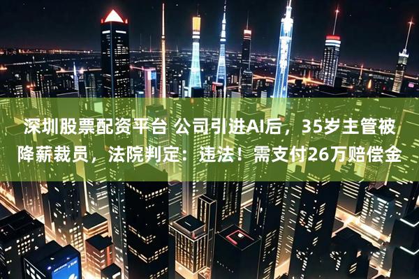 深圳股票配资平台 公司引进AI后，35岁主管被降薪裁员，法院判定：违法！需支付26万赔偿金